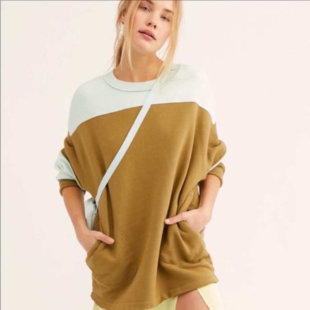 NWT Free People Fleece Jordan Colorblock Pullover